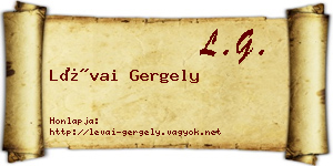 Lévai Gergely névjegykártya