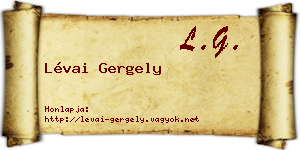 Lévai Gergely névjegykártya